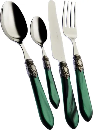 -"Oxford" 24-pieces flatware Colour Green/Nacreous