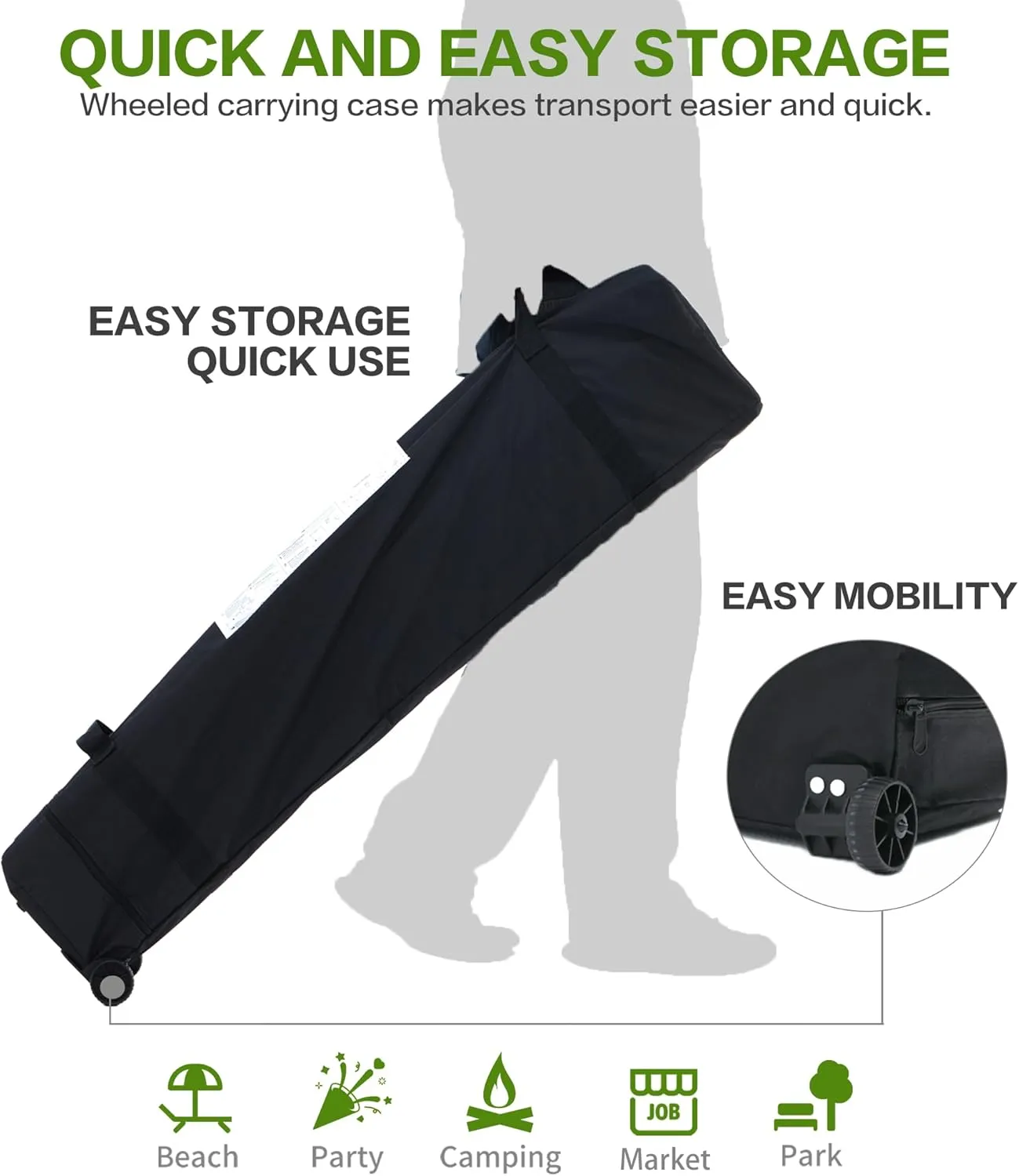 10'x10' Pop Up Canopy Tent with Sidewall and 6 Pockets, Patented One Push, 1 Person Easy up, Instant Shade Canopy with Vented Roof for Patio Outdoor, Case, 8 Stakes, 4 Ropes, 4 Sandbags (Cyan)