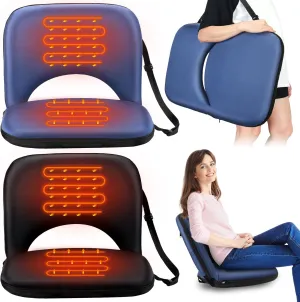 2PC Dual-Sided Heated Stadium Seats for Bleachers with Back Support, 3 Levels Heated Bleacher Seat with Backrest, 6 Reclining Positions Heated Stadium Chair with 20In Wide Cushion