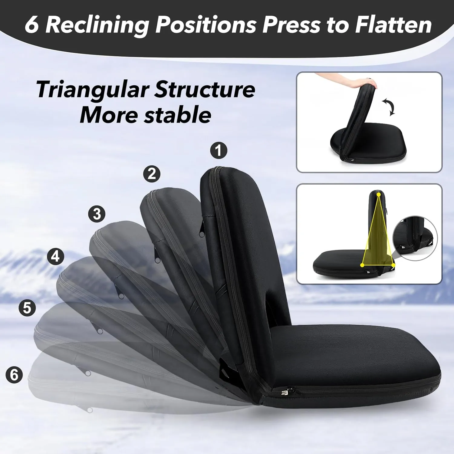 2PC Dual-Sided Heated Stadium Seats for Bleachers with Back Support, 3 Levels Heated Bleacher Seat with Backrest, 6 Reclining Positions Heated Stadium Chair with 20In Wide Cushion