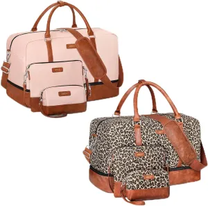 3PCS Weekender Bag for Women Overnight Bag Travel Bag Carry on Duffle Bag with Shoe Compartment Fit 21.5" Laptop