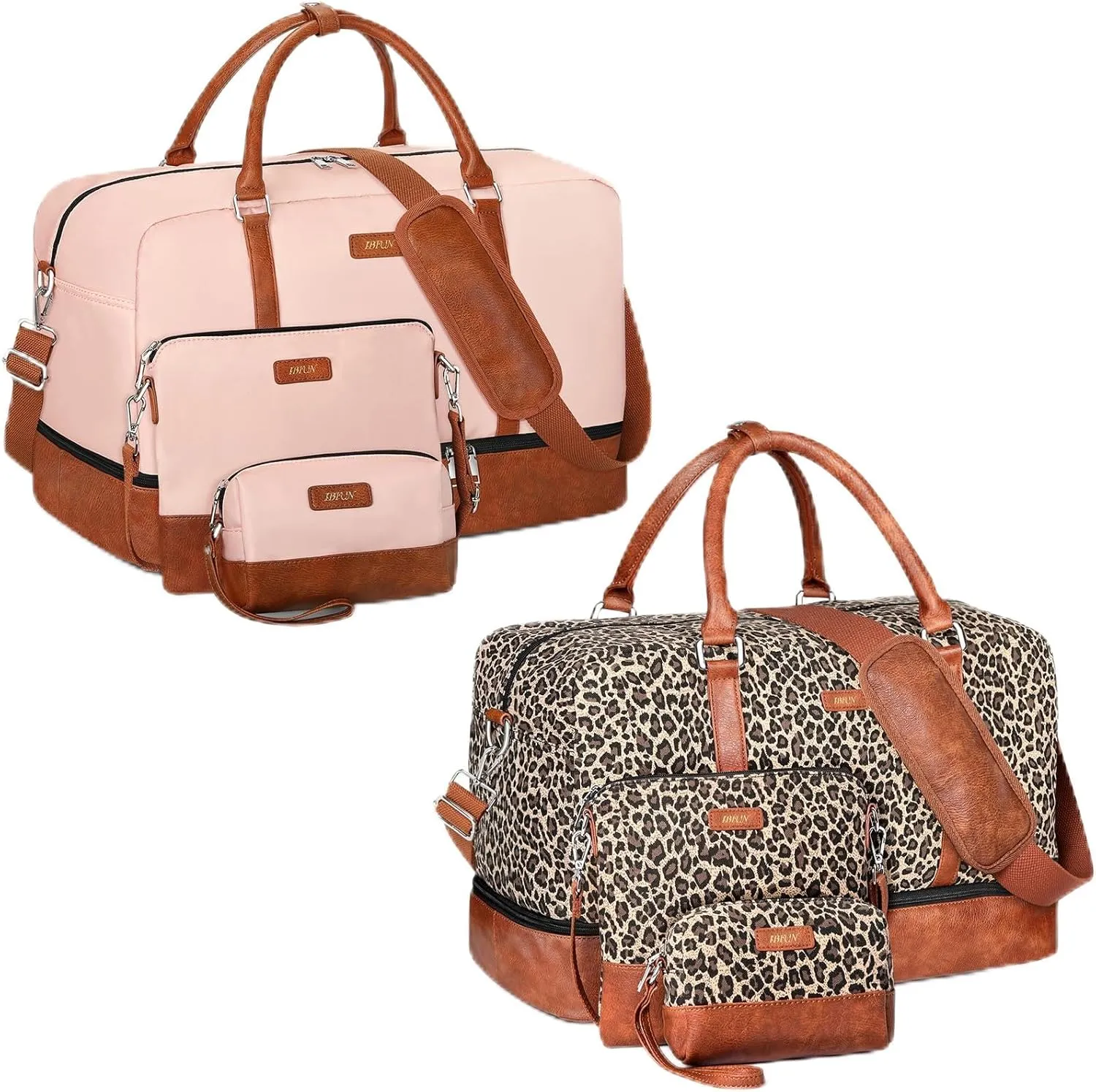 3PCS Weekender Bag for Women Overnight Bag Travel Bag Carry on Duffle Bag with Shoe Compartment Fit 21.5" Laptop