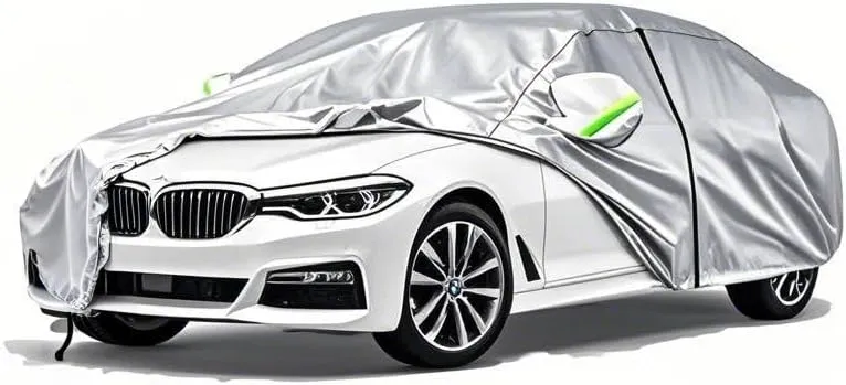 5-Layer All-Weather Waterproof Light-Weight Car Cover for BMW i7 2023-2025.Full Car Cover Outdoor Waterproof Sun Rain Snow Hail Protection,with a Free Storage Bag (Silver)