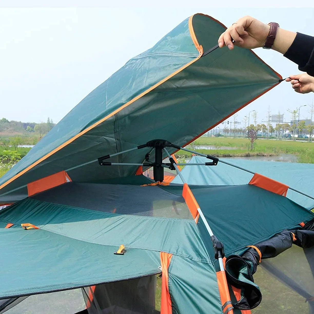 5 Person Family Camping Tent 4 Season Double Layers Waterproof Anti-UV Windproof Tents Family Outdoor Camping Tent