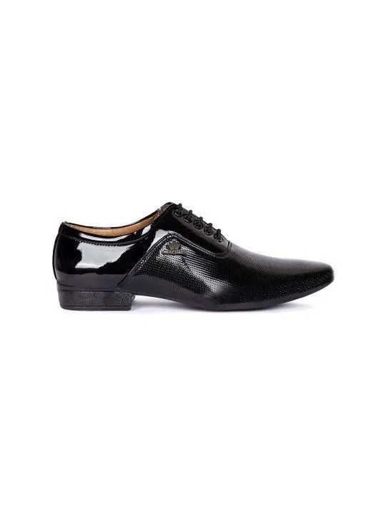 Aadi Men's Black Leather Derby Office Formal Shoes