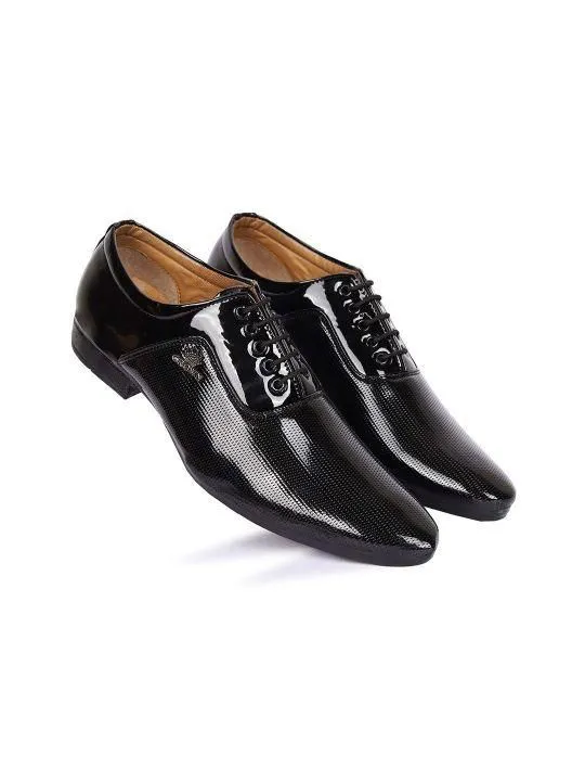 Aadi Men's Black Leather Derby Office Formal Shoes