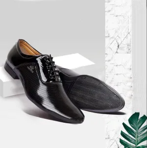 Aadi Men's Black Leather Derby Office Formal Shoes