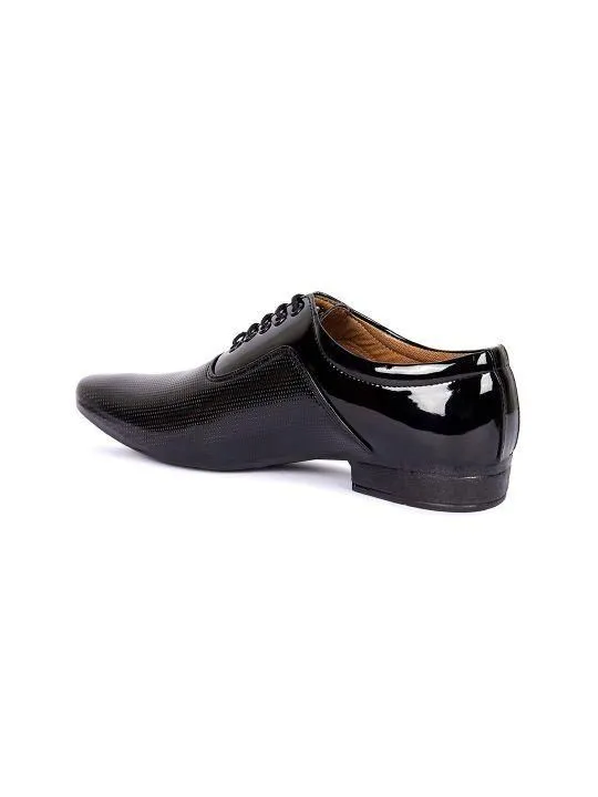Aadi Men's Black Leather Derby Office Formal Shoes