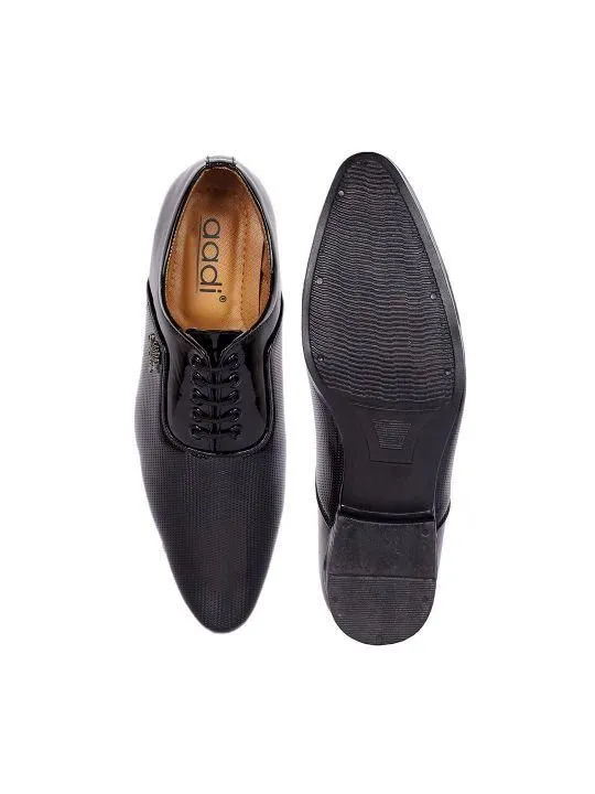 Aadi Men's Black Leather Derby Office Formal Shoes