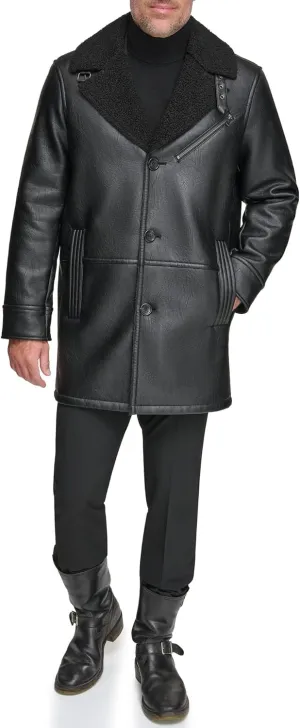 Andrew Marc Men's Faux Leather Sherling Jacket