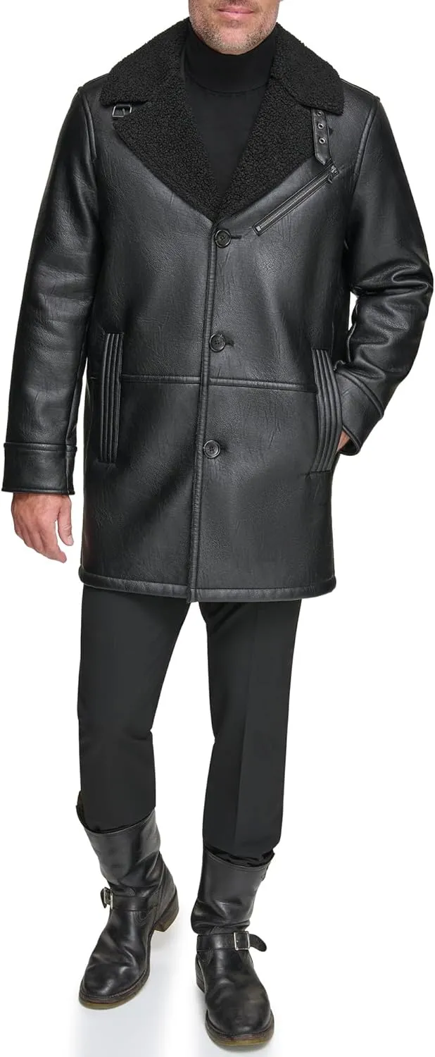 Andrew Marc Men's Faux Leather Sherling Jacket