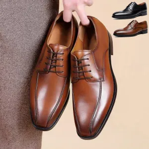 Aofu 3766 Men's Square Toe Leather Derby Shoes – Size 39–48
