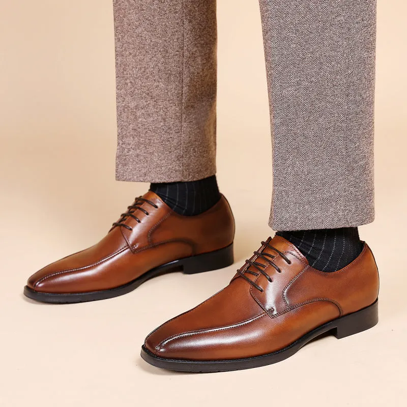 Aofu 3766 Men's Square Toe Leather Derby Shoes – Size 39–48