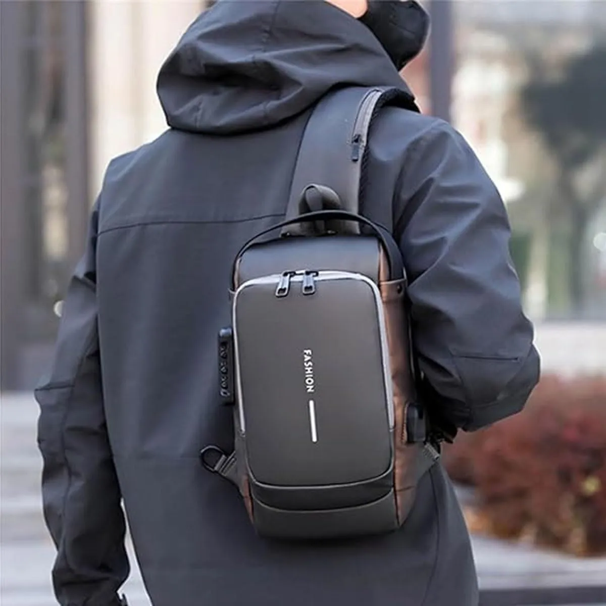 Auricz Bag,Auricz Sling Bag,New Sport Carbon Fiber Streamline Anti-Theft Sling Bags,Waterproof Shoulder Bags(Black)