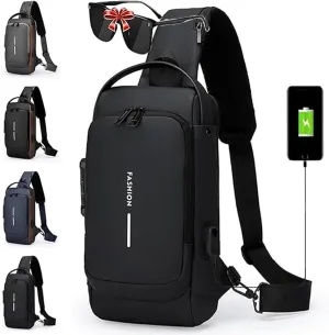 Auricz Bag,Auricz Sling Bag,New Sport Carbon Fiber Streamline Anti-Theft Sling Bags,Waterproof Shoulder Bags(Black)