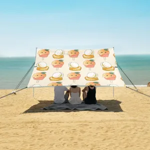 Beach Shade Tent with UPF50  UV Protection,Cute Popsicle Characters Lightweight Camping Sun Shelter for Outdoor,Camping Trips, Fishing, Backyard,Picnics,Easy Set Up and Carry 9x10.5 FT