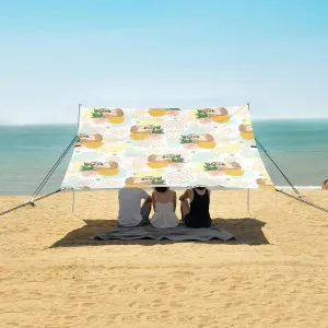 Beach Shade Tent with UPF50  UV Protection,Cute Sloth on Pineapple Lightweight Camping Sun Shelter for Outdoor,Camping Trips, Fishing, Backyard,Picnics,Easy Set Up and Carry 9x10.5 FT