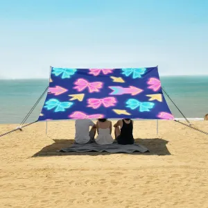 Beach Shade Tent with UPF50  UV Protection,Fluorescent Bows Pattern Lightweight Camping Sun Shelter for Outdoor,Camping Trips, Fishing, Backyard,Picnics,Easy Set Up and Carry 9x10.5 FT