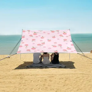 Beach Shade Tent with UPF50  UV Protection,Peach with Green Leaves Lightweight Camping Sun Shelter for Outdoor,Camping Trips, Fishing, Backyard,Picnics,Easy Set Up and Carry 9x10.5 FT