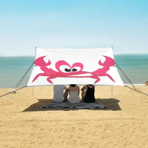 Beach Shade Tent with UPF50  UV Protection,Pink Crabs Lightweight Camping Sun Shelter for Outdoor,Camping Trips, Fishing, Backyard,Picnics,Easy Set Up and Carry 9x10.5 FT