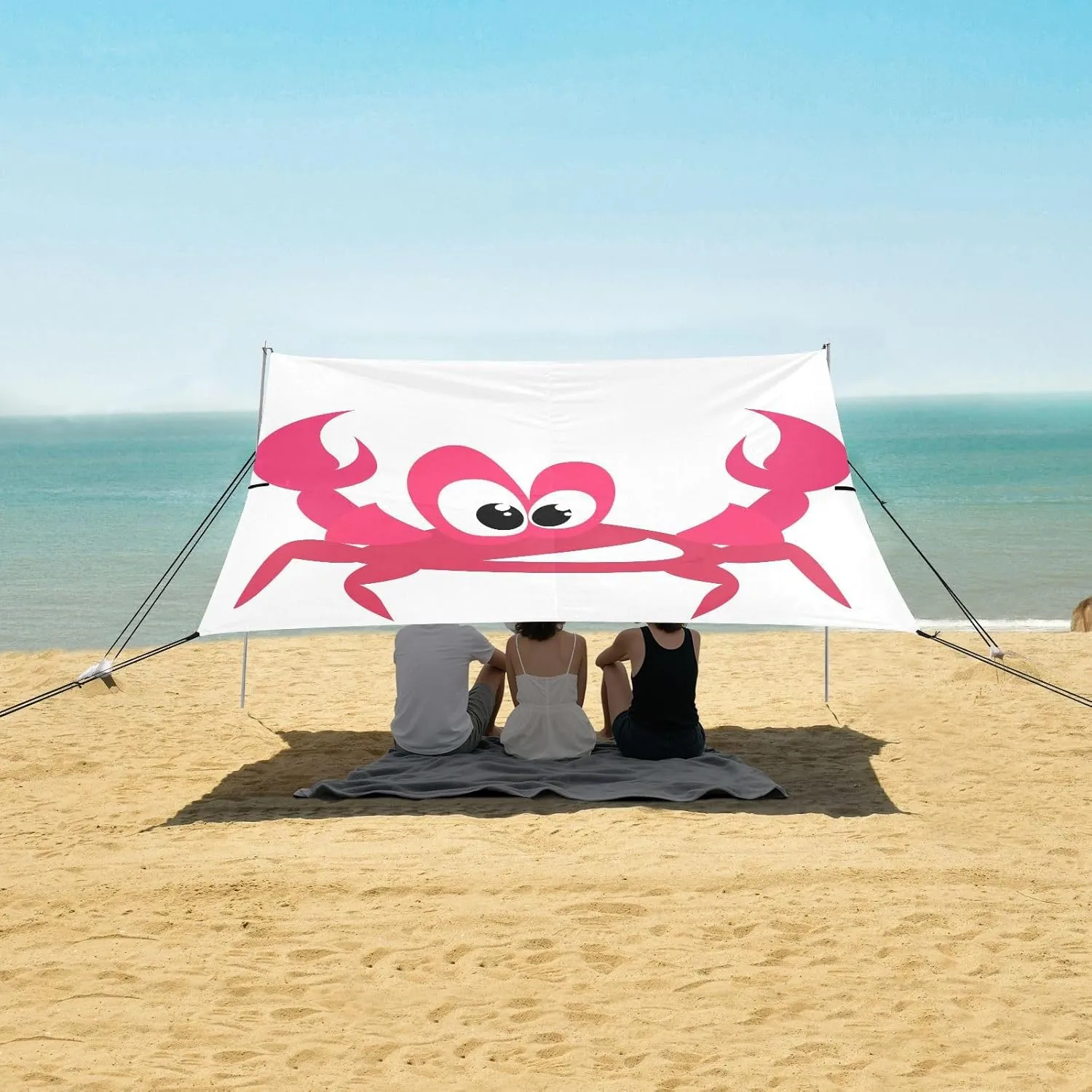 Beach Shade Tent with UPF50  UV Protection,Pink Crabs Lightweight Camping Sun Shelter for Outdoor,Camping Trips, Fishing, Backyard,Picnics,Easy Set Up and Carry 9x10.5 FT