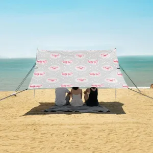 Beach Shade Tent with UPF50  UV Protection,Pink Pig and Bow Ribbon Lightweight Camping Sun Shelter for Outdoor,Camping Trips, Fishing, Backyard,Picnics,Easy Set Up and Carry 9x10.5 FT
