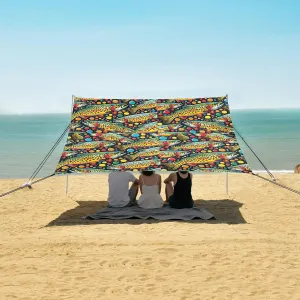Beach Shade Tent with UPF50  UV Protection,Pop Art Artistic Trout Fish Lightweight Camping Sun Shelter for Outdoor,Camping Trips, Fishing, Backyard,Picnics,Easy Set Up and Carry 9x10.5 FT