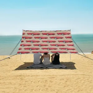 Beach Shade Tent with UPF50  UV Protection,Red Retro Sport Car Lightweight Camping Sun Shelter for Outdoor,Camping Trips, Fishing, Backyard,Picnics,Easy Set Up and Carry 9x10.5 FT