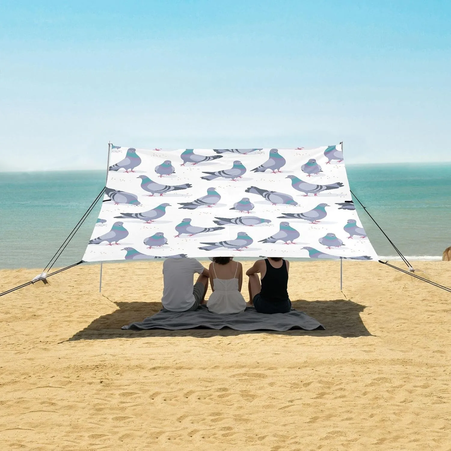 Beach Shade Tent with UPF50  UV Protection,Rock Doves Pigeon Lightweight Camping Sun Shelter for Outdoor,Camping Trips, Fishing, Backyard,Picnics,Easy Set Up and Carry 9x10.5 FT