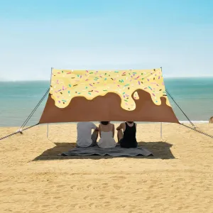 Beach Shade Tent with UPF50  UV Protection,Yellow Ice Cream Sprinkles Lightweight Camping Sun Shelter for Outdoor,Camping Trips, Fishing, Backyard,Picnics,Easy Set Up and Carry 9x10.5 FT