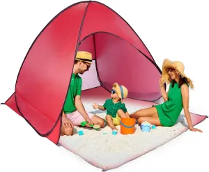 Beach Tent Pop Up Beach Tent Sun Shade Shelter Anti-UV Automatic Waterproof Tent Canopy for 2-3 Person w/Net Window Storage Bag for Outdoor Beach Camping Fishing Park