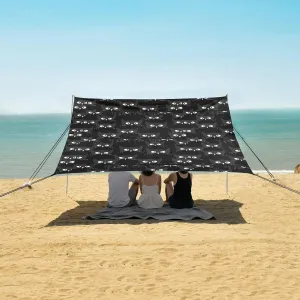 Black Cat Face with Big Eyes Beach Camping Tent Sun Shelter for Whole Family, Beach Shade Canopy with UPF50  UV Protection,Easy Set Up and Carry,Outdoor Shade for Trips, Fishing, Backyard Fun P