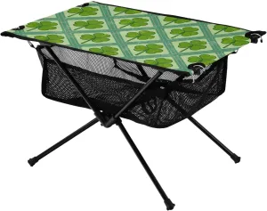 Bolaz Outdoor Folding Portable Picnic Camping Table-St Patrick's Day Clovers Art,Storage Mesh for Camping Gear Accessories, Hiking, Mountaineering, Outdoor Travel