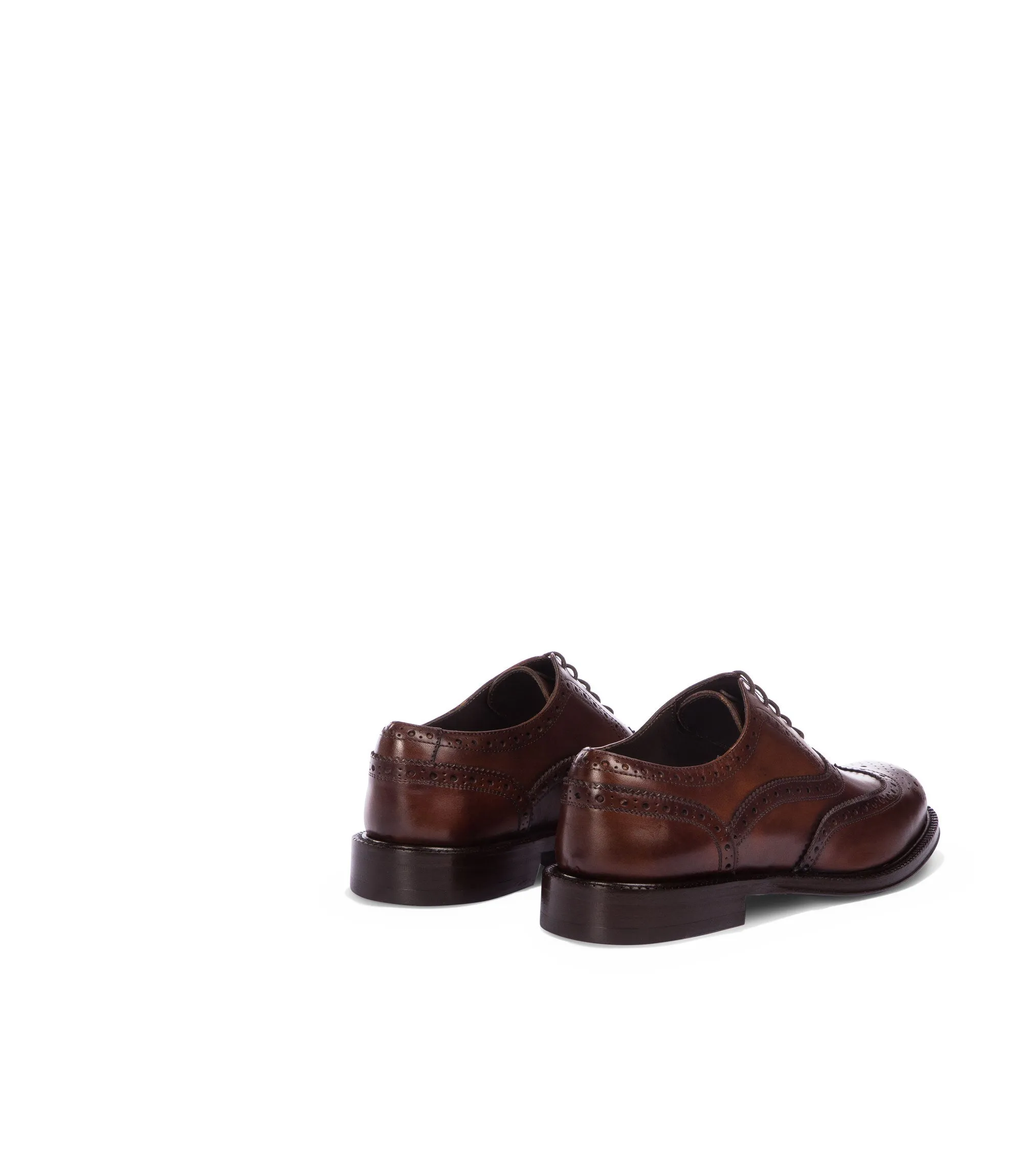Brown brogue leather oxford shoes