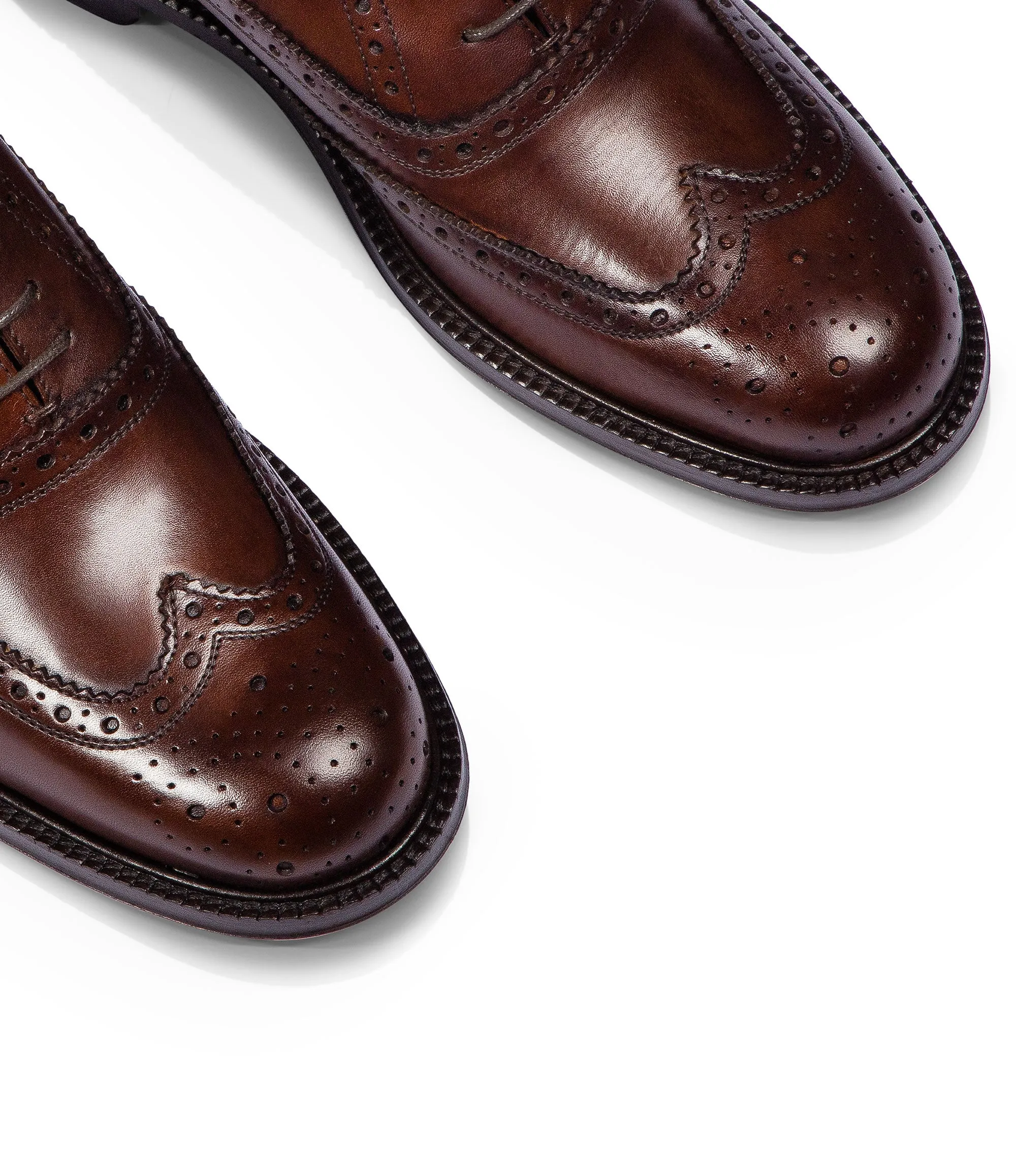 Brown brogue leather oxford shoes