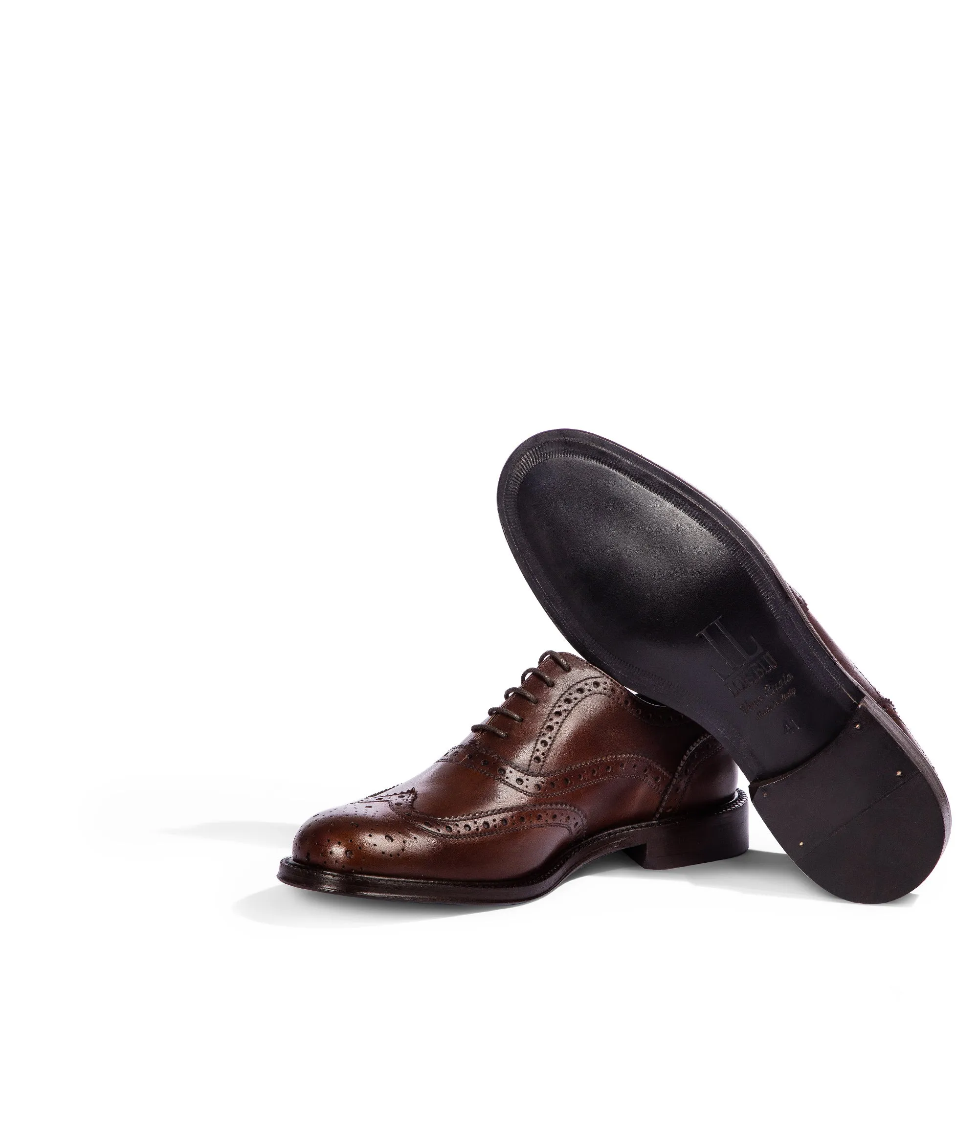 Brown brogue leather oxford shoes