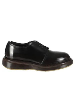 Brushed Leather Derby Shoes With Tone-On-Tone Laces