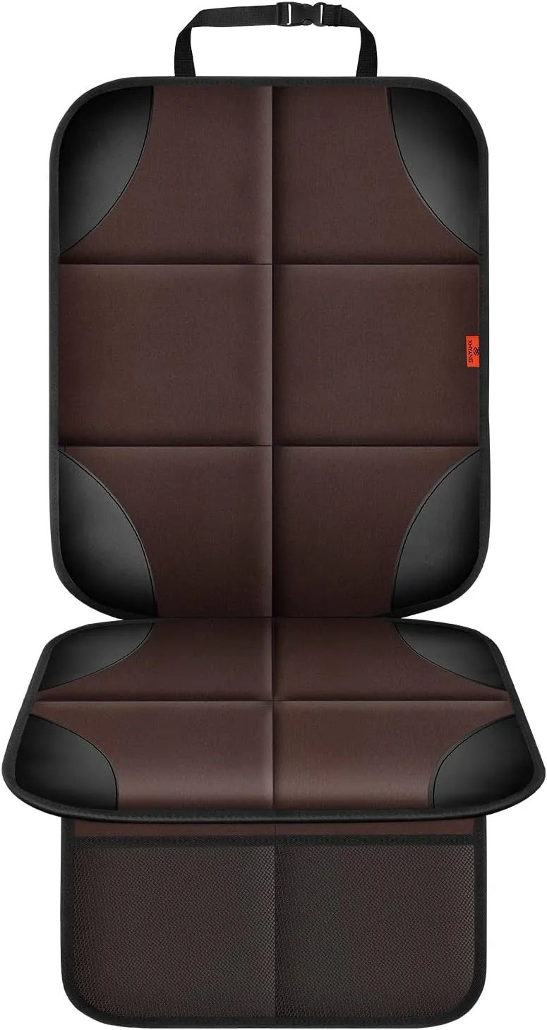 Car Seat Protector 1 Pack Car Seat Cushion Mat Thickest Padding,Waterproof 600D Fabric Car Seat Covers for Non-Slip Backing Mesh Pockets for Baby and Pet 1 Seat Protector Brown