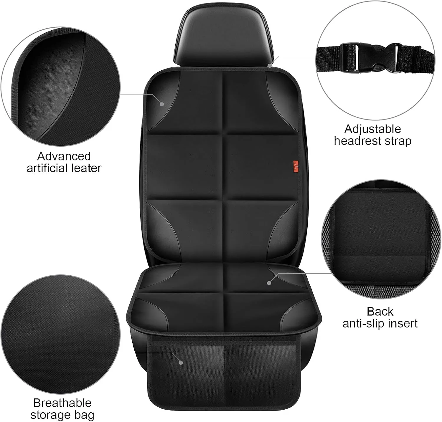 Car Seat Protector 1 Pack Car Seat Cushion Mat Thickest Padding,Waterproof 600D Fabric Car Seat Covers for Non-Slip Backing Mesh Pockets for Baby and Pet 1 Seat Protector Brown