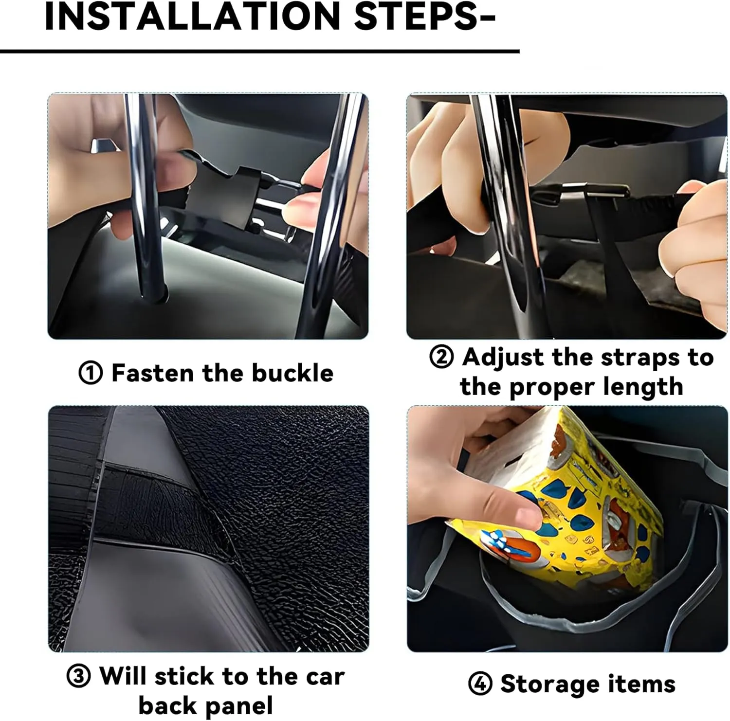 Car Trunk Organizer, Backseat Hanging Large Storage with Adjustable Straps,Waterproof PVC Collapsible Cargo Bag, Car Interior Accessories for Auto SUV MPV (Black)