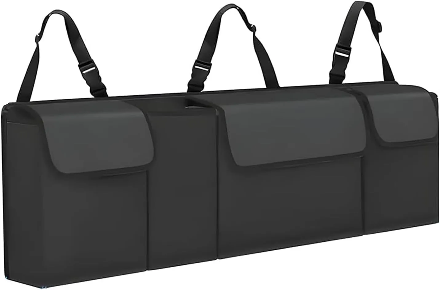 Car Trunk Organizer, Backseat Hanging Large Storage with Adjustable Straps,Waterproof PVC Collapsible Cargo Bag, Car Interior Accessories for Auto SUV MPV (Black)