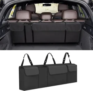 Car Trunk Organizer, Backseat Hanging Large Storage with Adjustable Straps,Waterproof PVC Collapsible Cargo Bag, Car Interior Accessories for Auto SUV MPV (Black)