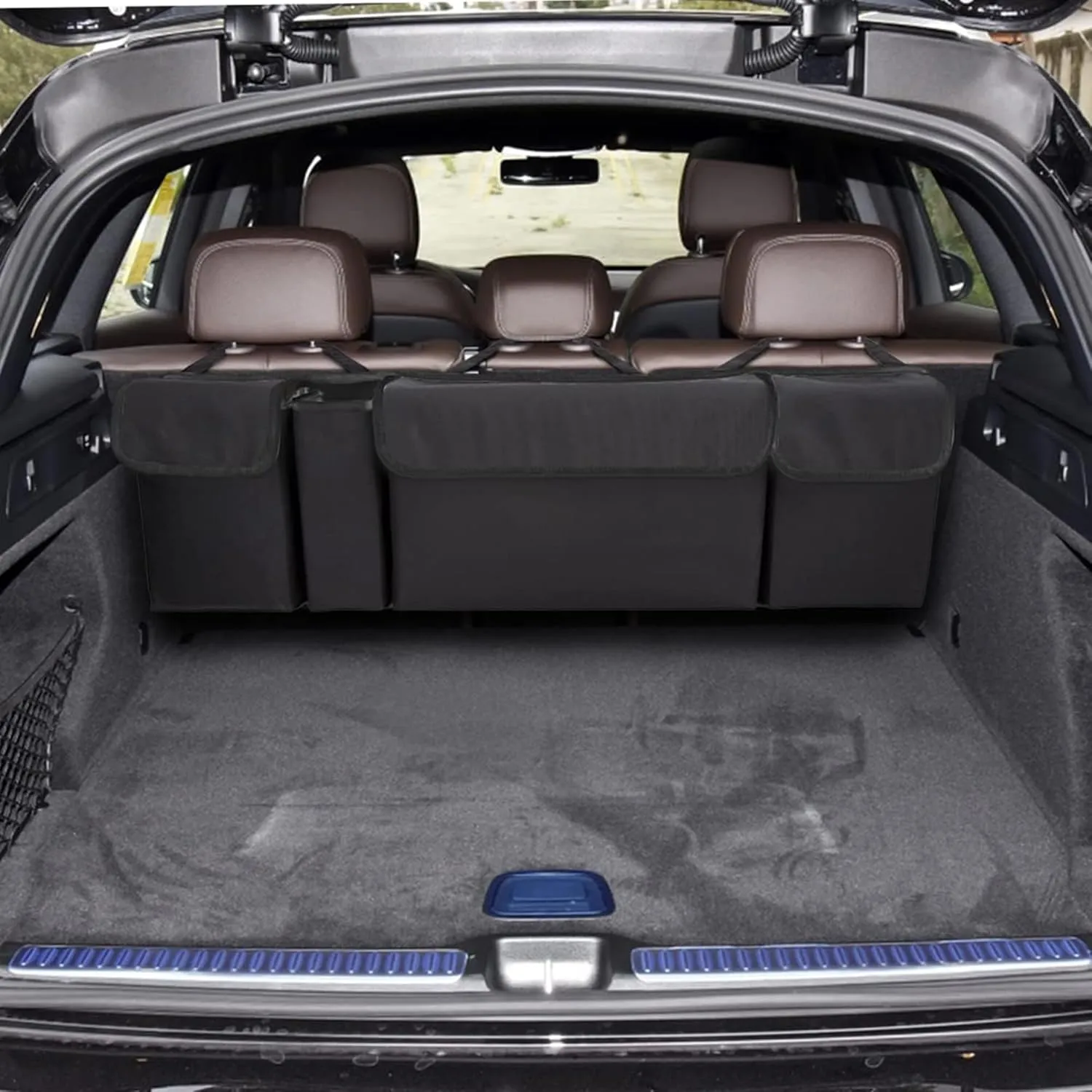 Car Trunk Organizer, Backseat Hanging Large Storage with Adjustable Straps,Waterproof PVC Collapsible Cargo Bag, Car Interior Accessories for Auto SUV MPV (Black)