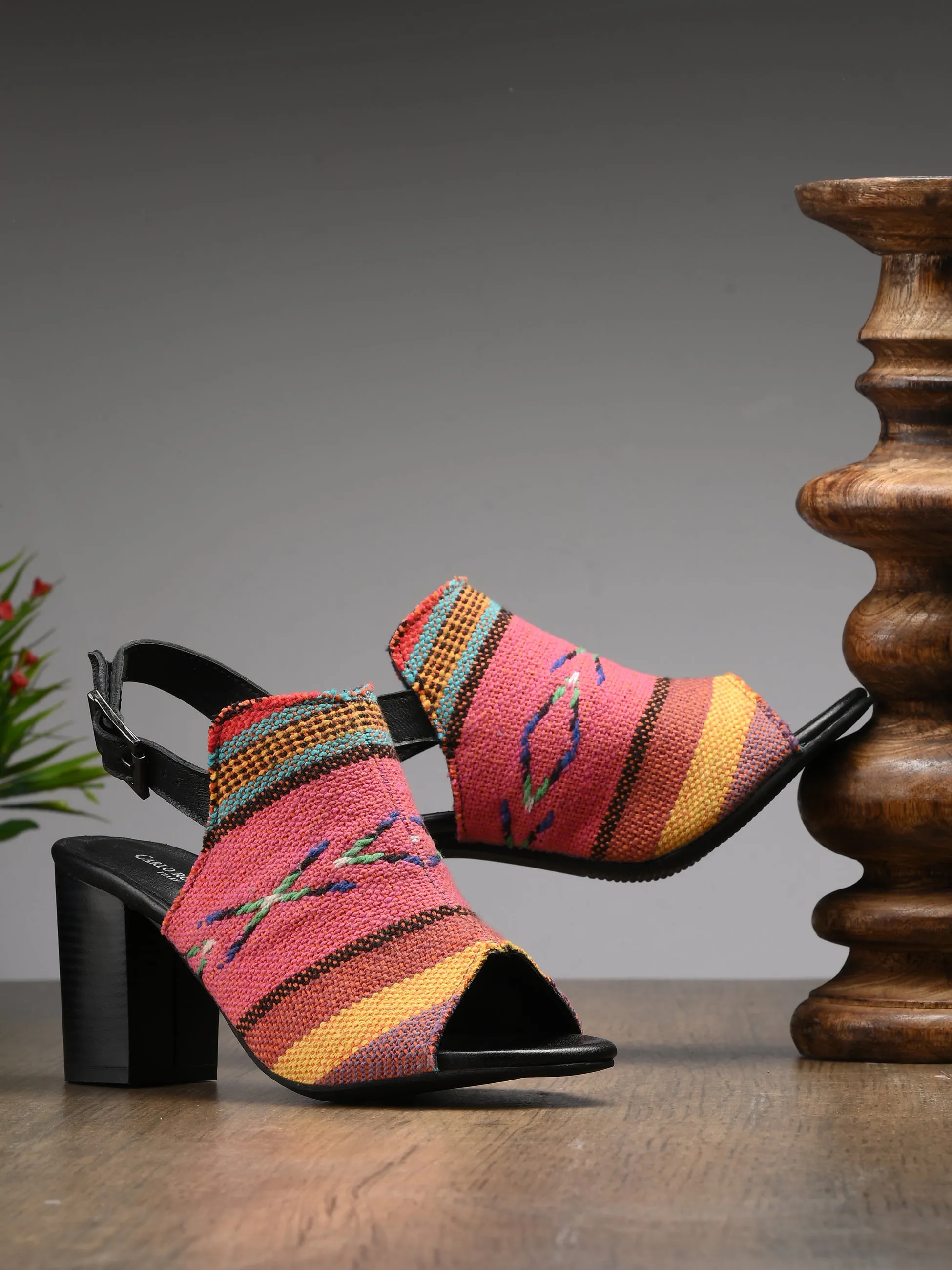 CARLO ROMANO MULTI COLOR TEXTILE SANDAL FOR WOMEN