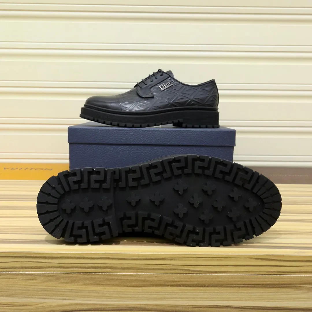 CD LACE-UP LOAFER BLACK GEOMETRIC CALFSKIN