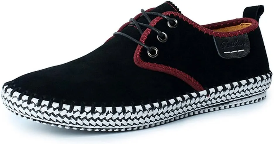 ChicWind Men's Casual Suede Leather Sneaker Breathable Walking Shoes Flat