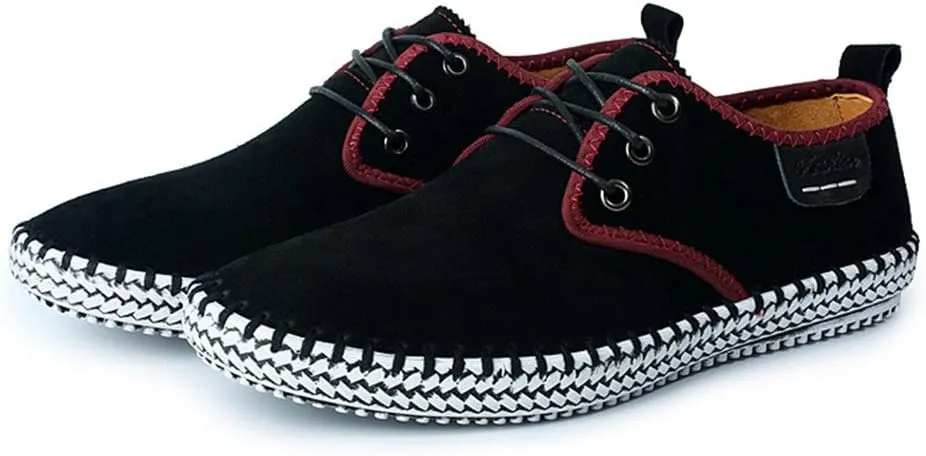 ChicWind Men's Casual Suede Leather Sneaker Breathable Walking Shoes Flat