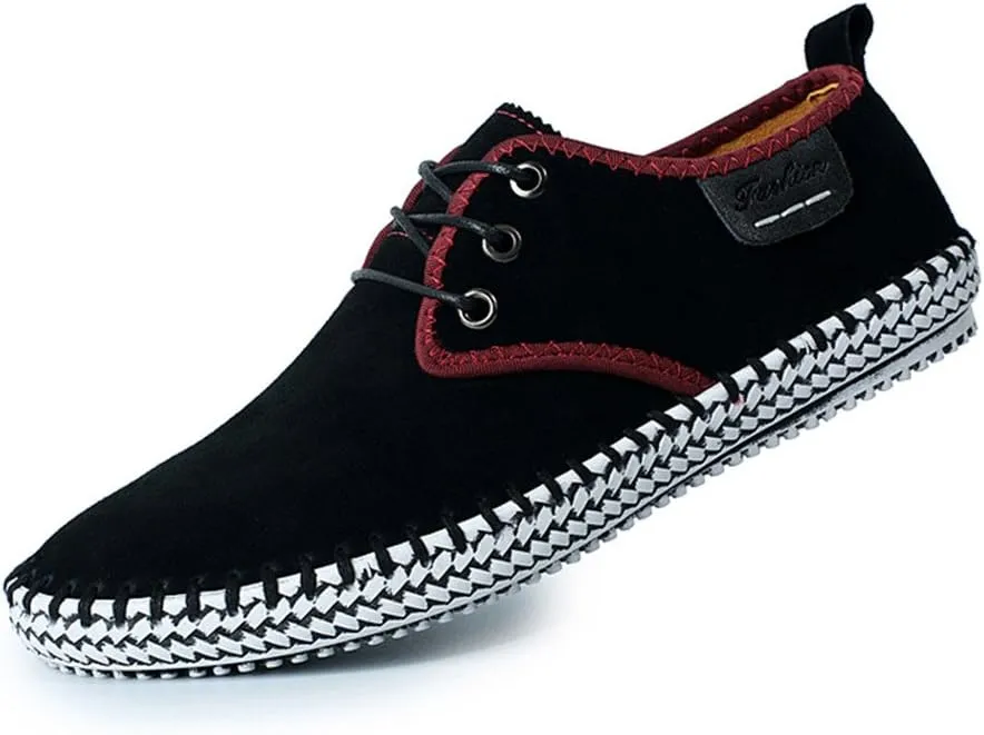 ChicWind Men's Casual Suede Leather Sneaker Breathable Walking Shoes Flat