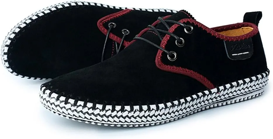 ChicWind Men's Casual Suede Leather Sneaker Breathable Walking Shoes Flat