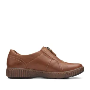 Clarks Women's Magnolia Zip Dark Tan Leather 26167481